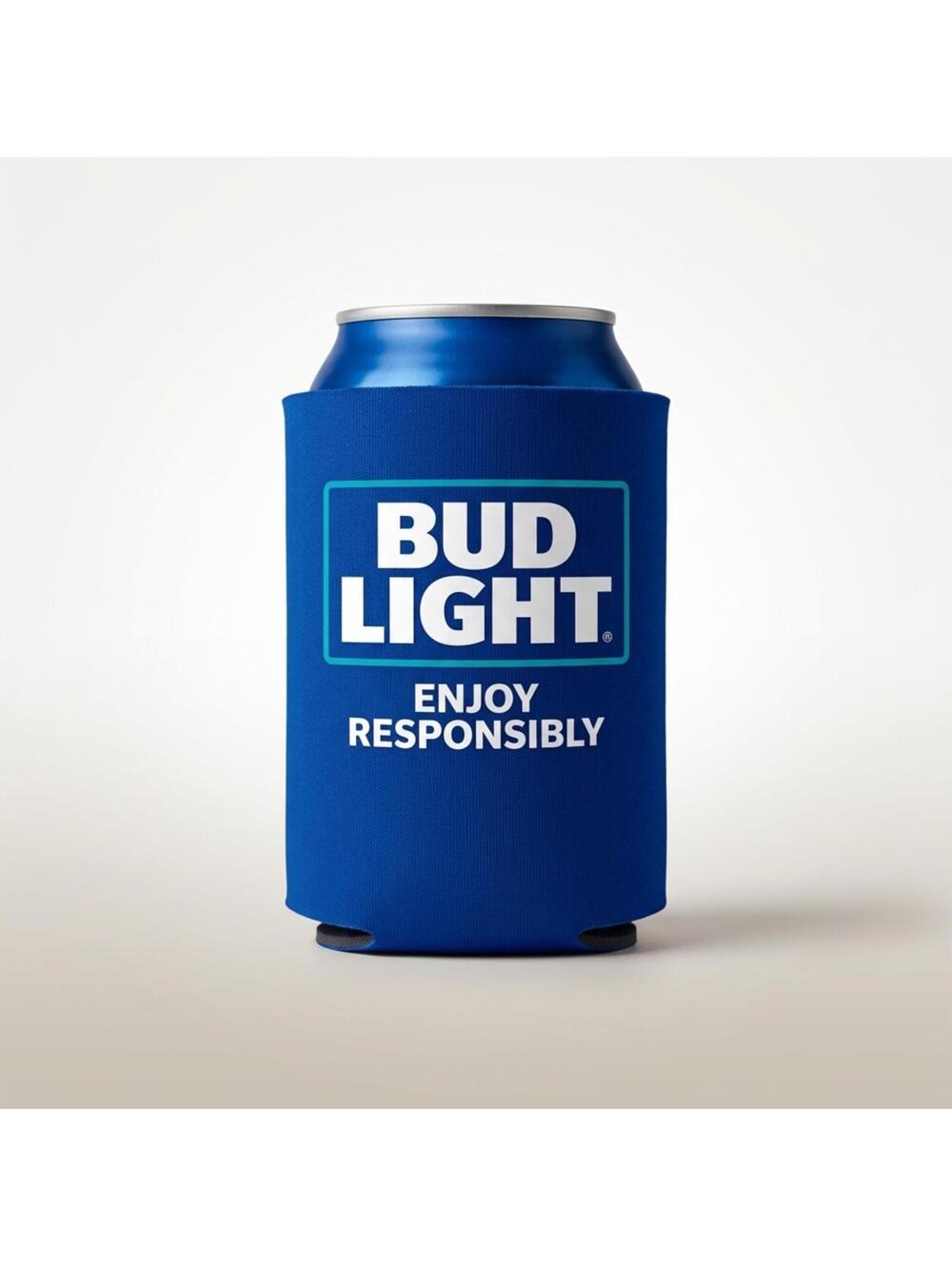 Bud Light Blue Can Cooler Koozie with Enjoy Responsibly Logo